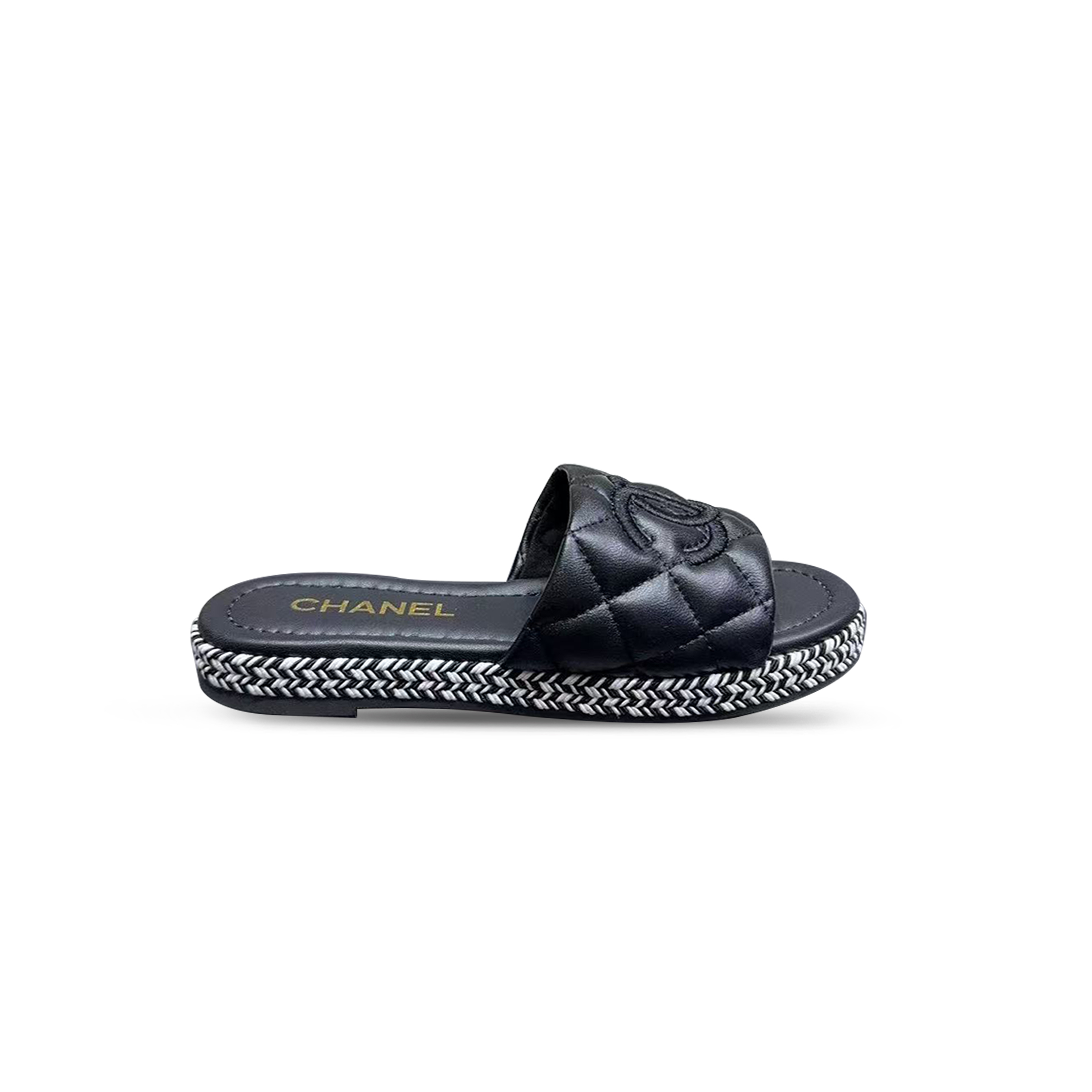 Ch*el lambskin mule slipers black 391778